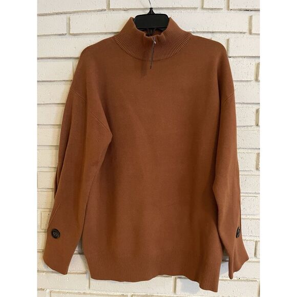 NEW ETHYL‎ Clothing Brown Knit Mock Neck Sweater Womens Size Large ($79.00) - Picture 1 of 8